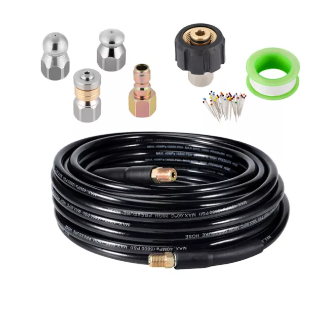 15m Sewer High Pressure Jet Hose 5800psi Washer 1/4" Quick Connect Drain Cleaner