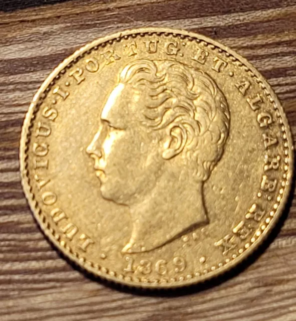 Goldmünze 2000 Reis Portugal Ludovicus I 1869   3,54g 917er Feingold   selten