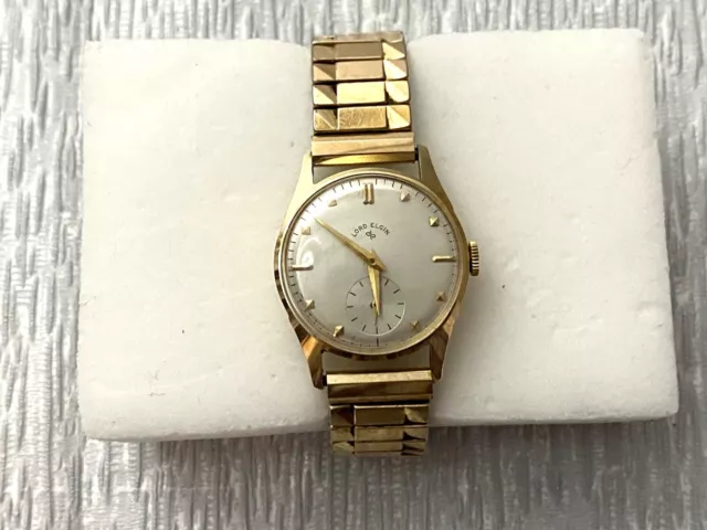 VINTAGE LORD ELGIN 14k Solid Gold Mechanical Watch Works 21 Jewels $755 ...