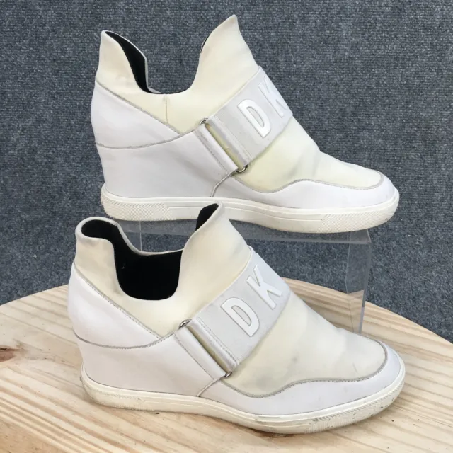 DKNY SHOES WOMENS 8.5 M Cosmos Wedge High Top Sneakers White Slip On ...