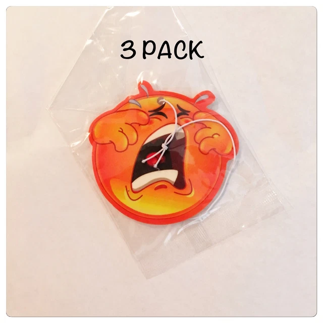 AIR FRESHENER EMOJI Emoticon Crying Sad Face Fragrance Peach Fruity 3