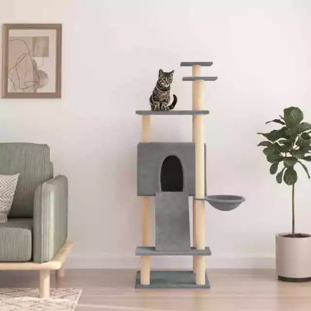 Cat Tree with Sisal Scratching Posts Dark Grey 153 cm vidaXL