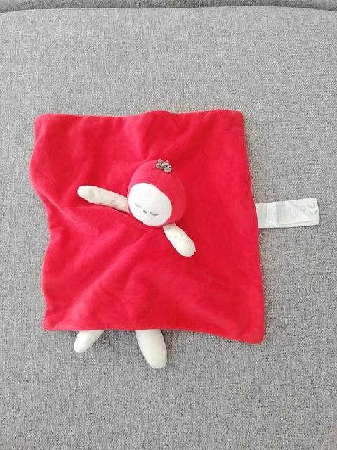 O/ Doudou Obaibi Okaidi OB Plat Carré Tomate Fraise Fraisia Rouge Blanc Jambes