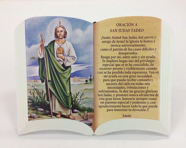 Preghiera A San Espedito E San Giuda Taddeo &PREGHIERA A SAN Giuda Taddeo da tavola o appendere 6"x4" EUR 14,40