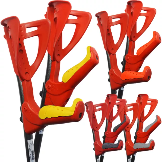 FDI Ergotech Premium Fully Adjustable Comfort Support Walking Crutches Red