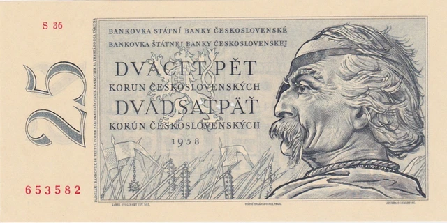 Czechoslovakia 25 Korun 1958 UNC 3 little holes
