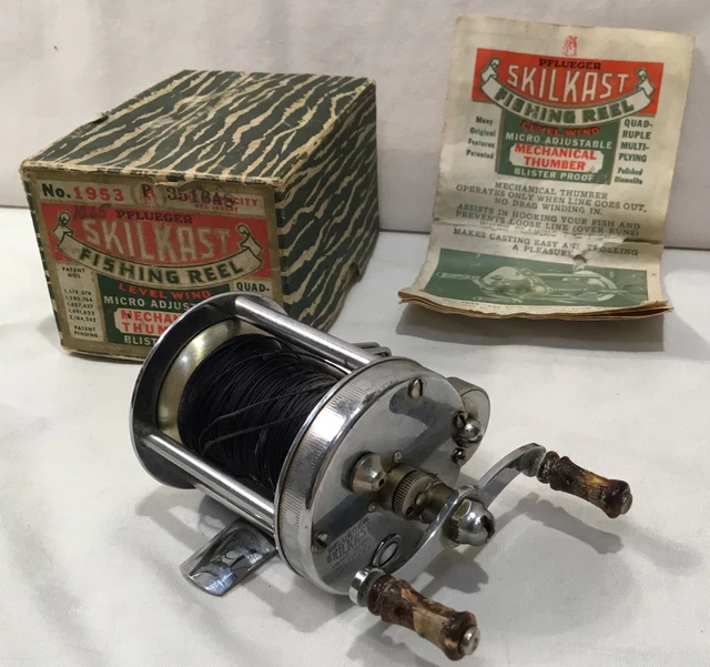 リール PFLUEGER SKILKAST NO.1953 MADE IN USA Vintage Pflueger Skilkast No. 1953 Bait Casting Reel Made In