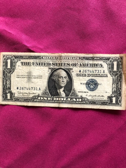 1957B One Dollar Well Circulated Silver Certificate Note - $1 Bill