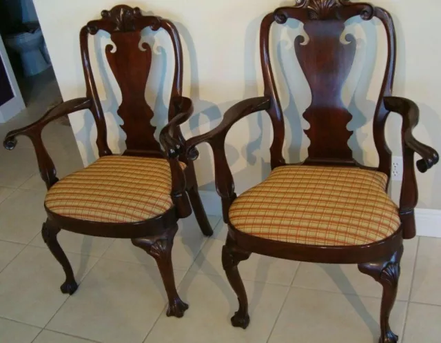 Henkel Harris Pair of Philadelphia Arm Chairs Solid Mahogany #103a