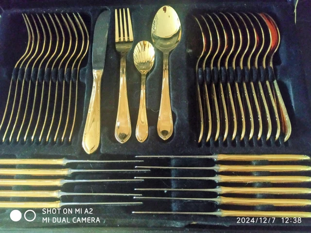 SBS SOLINGEN BESTECK Set 23/24 Karat vergoldet 71-tlg 12 Pers. Mit Dokumenten EUR 130,00