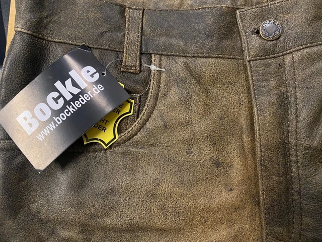 "NUOVI"" pantaloni in pelle da uomo Bockle in *MARRONE ANTICO * in pelle bovina taglia 29 (POLLICI STATUNITENSI) "NUOVI"" pantaloni in pelle da uomo Bockle in *MARRONE ANTICO * in pelle bovina taglia 29 (POLLICI STATUNITENSI)