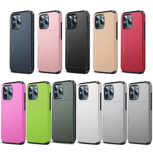 Hülle iPhone 14 13 12 Pro Max 11 8 XR Handy Tasche HardCover mit Kartenfach Case 12