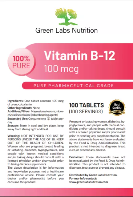 Compresse di vitamina B12 ad alta potenza 100 mcg Sistema nervoso e supporto del 2