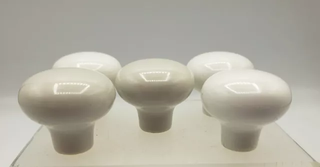 White Porcelain Drawer Pulls Door Handle Cabinet Knobs 5pc Lot Hardware Japan