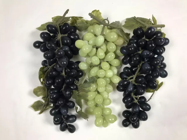 artificial faux black & green grapes clusters