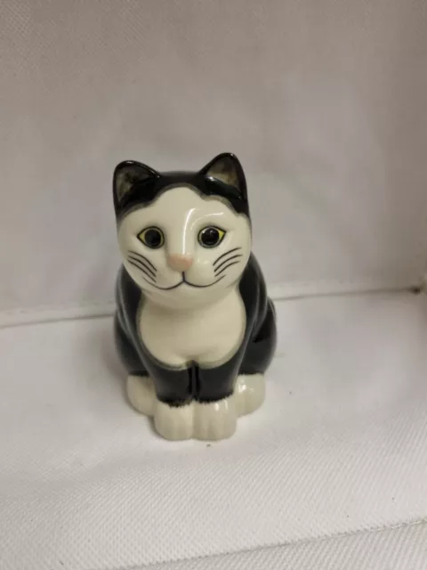 Quail Ceramica Gatto Simon Nero e Bianco Figura