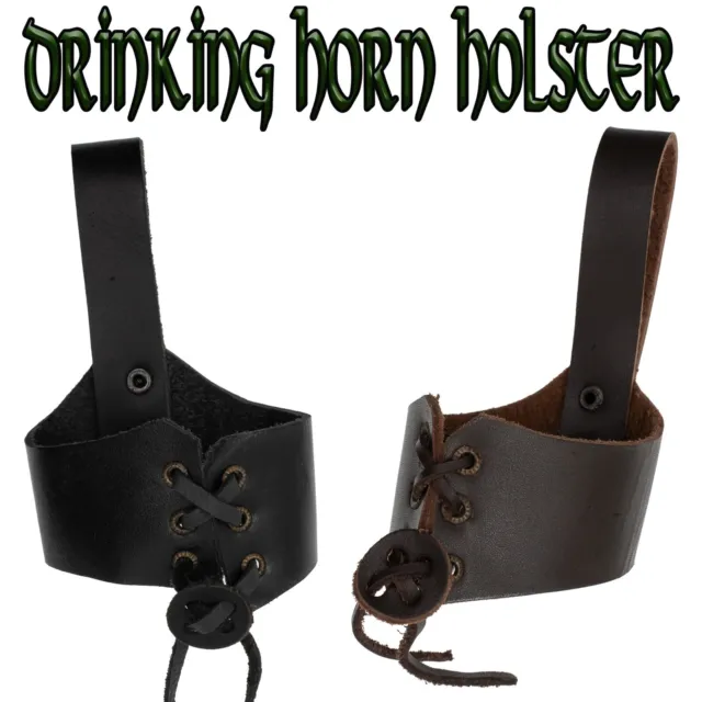 Buffalo Drinking Horn Leather Belt Holster Biker Viking Norse Pagan Medieval