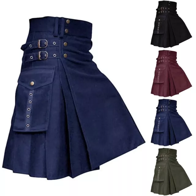 Solid Color Medieval Style Scottish Festival Highland Dress Skirt Men's Kilt