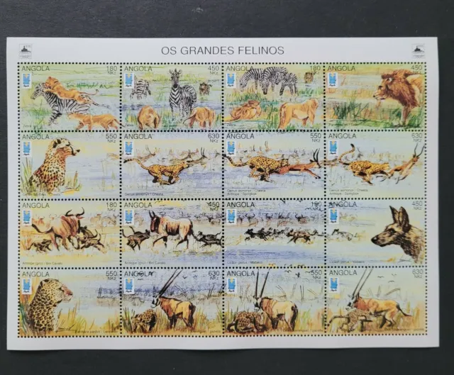 Angola 1995 / Stamp Exhibition "Lubrapex '95"- African Wild - Zebra, Gnu, Cheeta