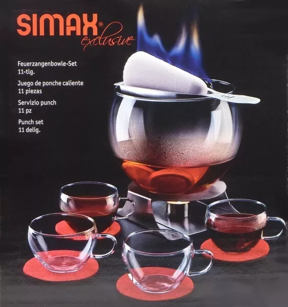 FEUERZANGENBOWLE SET EXCLUSIVE 11 TLG. Simax® GLAS Bowleset Gläser Feuerzange