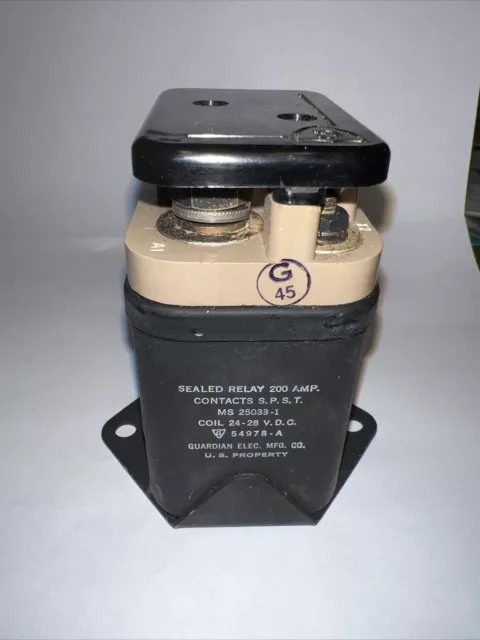 MS 25033-1 RELAY Guardian Electric Manufacturing Company 200 AMPS COIL 24-28VDC