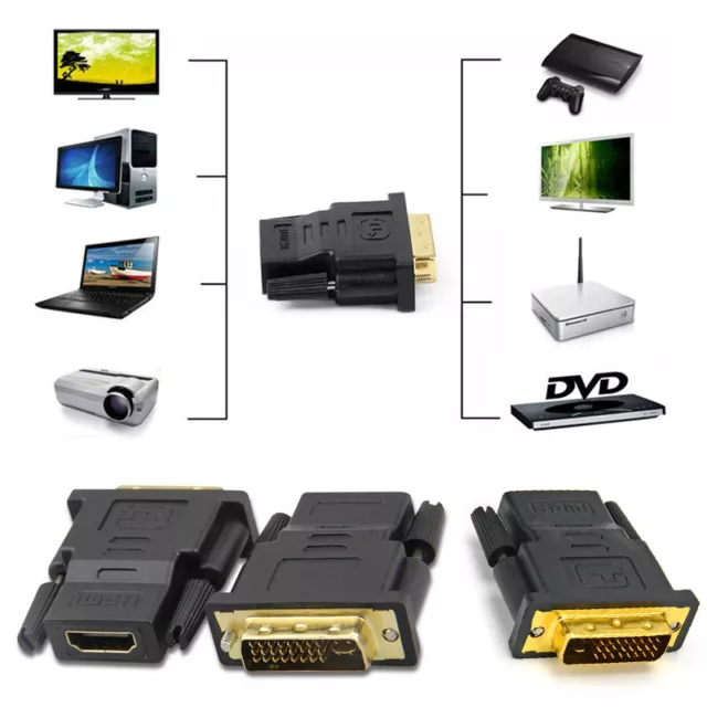 Adaptateur Hdtv Mâle Vers Hdmi Femelle Dvi-D 24 + 1 Connecteur Convertisseur F