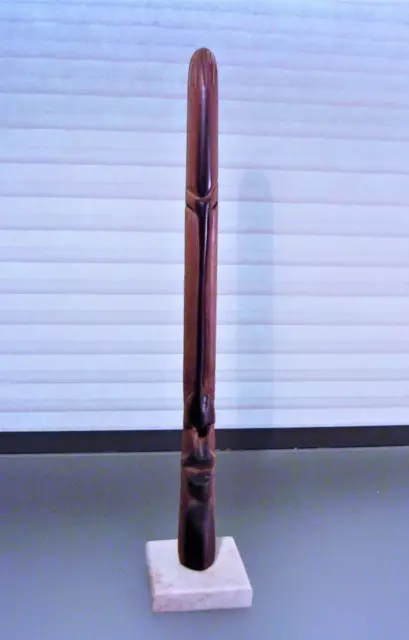 Vintage Artisan Hand Carved Wooden Tribal Sculpture 13" Signed
