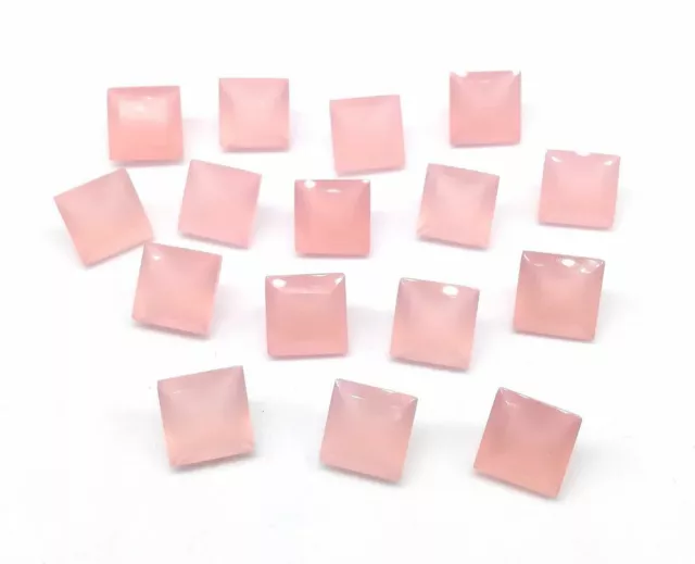 Pink Chalcedony Square Shape Faceted Cut Calibrated Loose Gemstone 16mm To 20mm