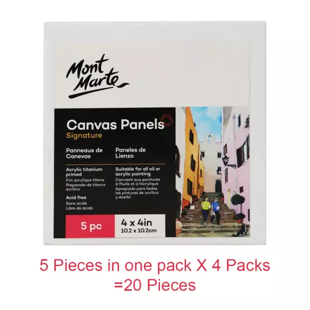20pc Mini Blank Panels 4"x 4" Artist Canvas Panel Board Art Drawing Mont Marte