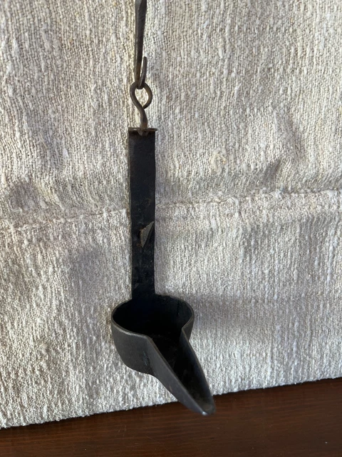 Primitive Antique Hand Forged Iron Betty Lamp