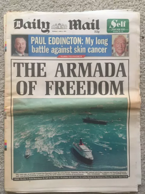 Daily Mail Newspaper 6th June 1994 QE2 D-Day Armada