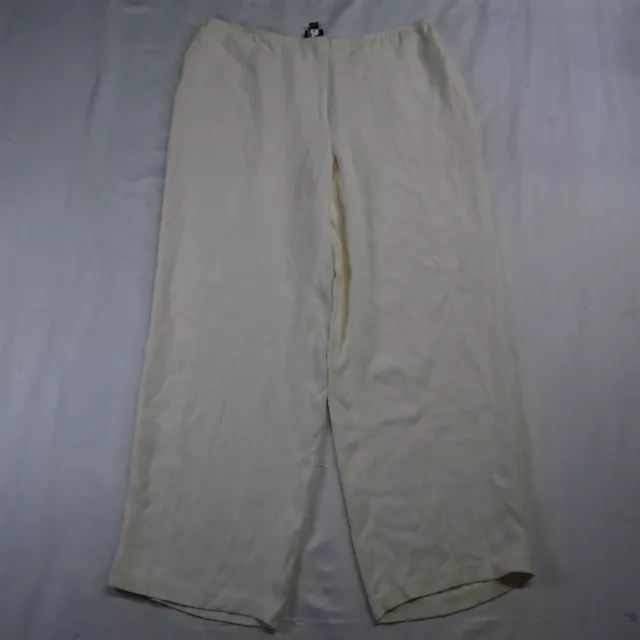 Eileen Fisher PL Petite Large Ivory Silk Stretch Wide Leg Womens Dress Pants