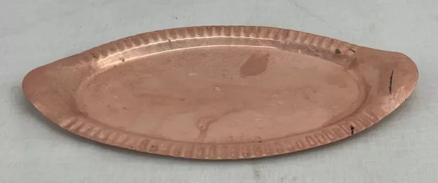 VTG Farmhouse Hammered Copper Bowl Ashtray Plate Plant Stand Tray 8” Unsigned