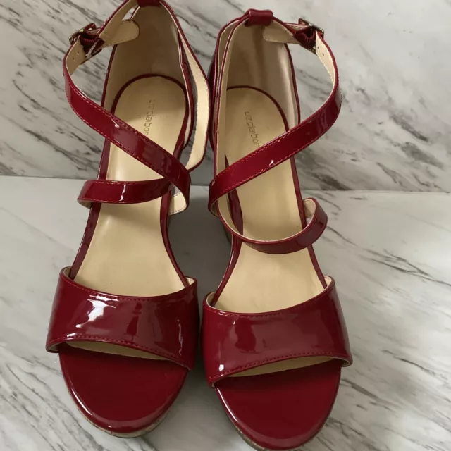 Liz Claiborne Womens Size 9 Platform Wedge Harmond  Sandals. Color Red