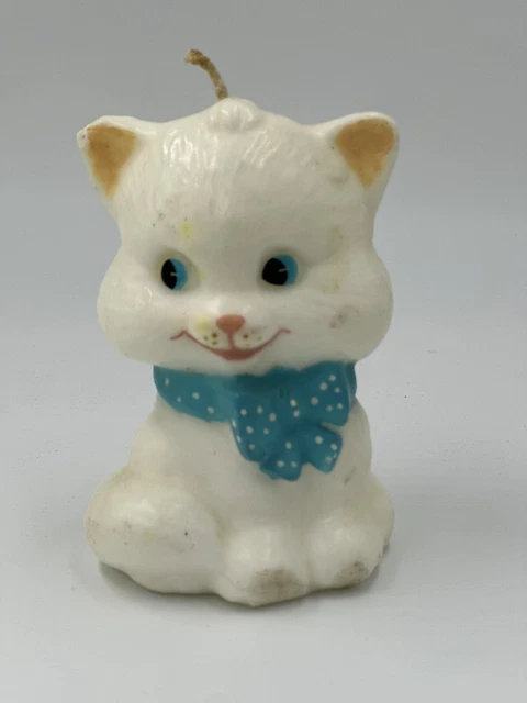 VTG Kitten Cat 4.5” Candle Kitschy Unique Novelty Figurine Wax Grandmacore MCM