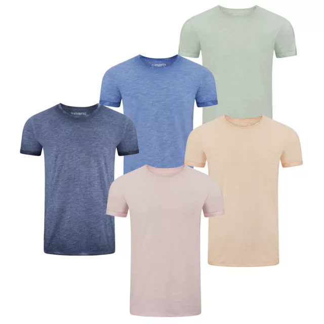 riverso Herren Basic T-Shirt RIVMatteo 4er Pack Rundhals Regular Kurz Baumwolle