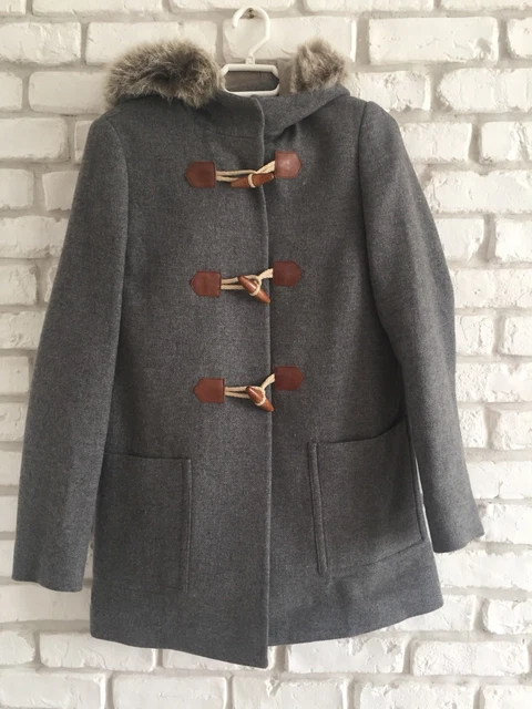 Manteau Duffle Coat Maje En Laine Et Cachemire - Taille 38, Gris/noir, Occasion Très Bon état