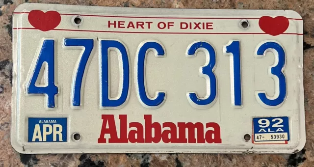 1992 Alabama License Plate Madison County
