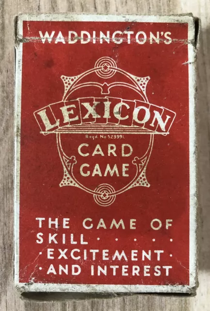 A pack of vintage Waddingtons LEXICON Playing Cards Card Game with Rules.