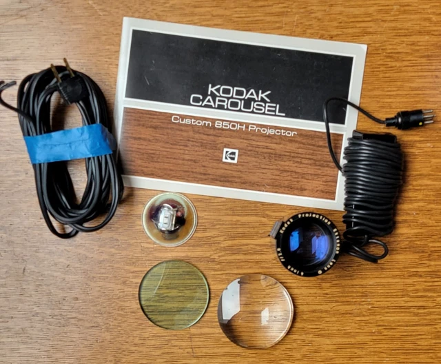 VINTAGE KODAK CAROUSEL 850H Slide Projector Parts Lenses, Remote, Cord