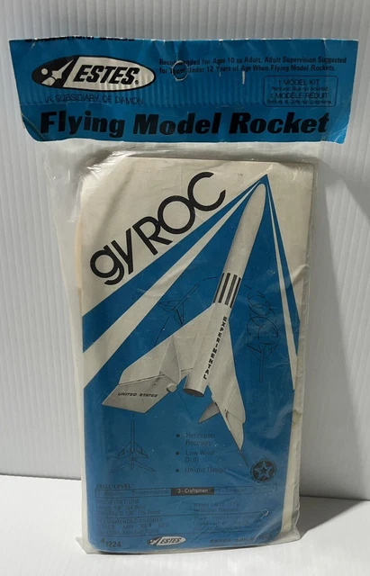 VINTAGE SEALED ESTES Gyroc Flying Model Rocket Level 3,Model #1224 $29. ...