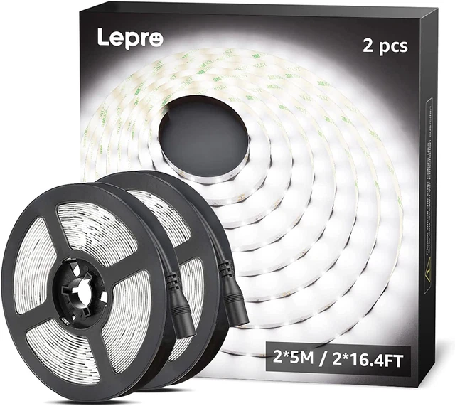 Striscia LED 10M 600 LED SMD 2835 Bianco Diurno 6000K, Luce Nastro Luminoso