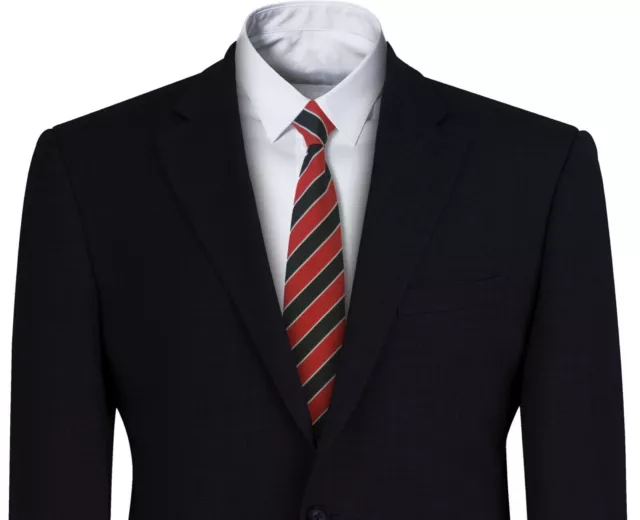 WCT - Black and Red Mens Clip On Tie Clipper with Narrow White Stripes