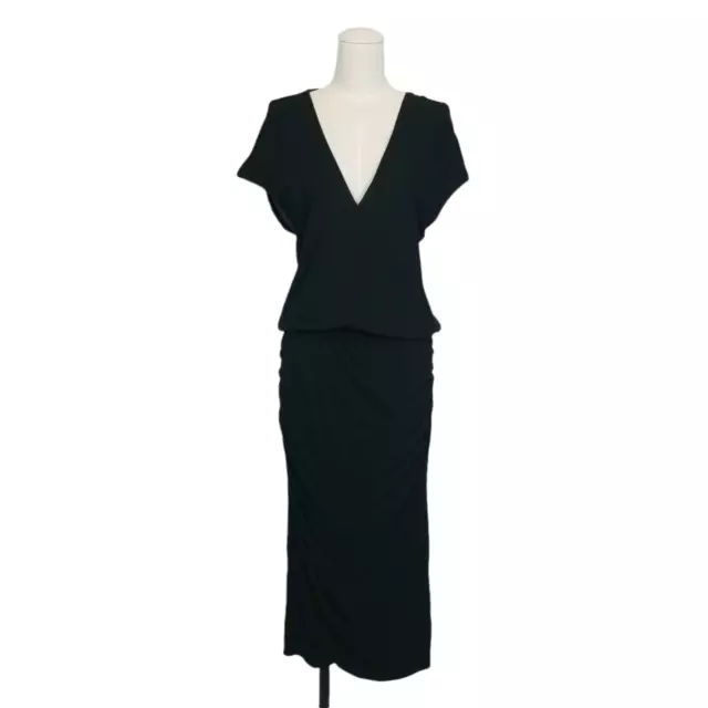 James Perse Sleeveless Shirred Dress Black Sz 3