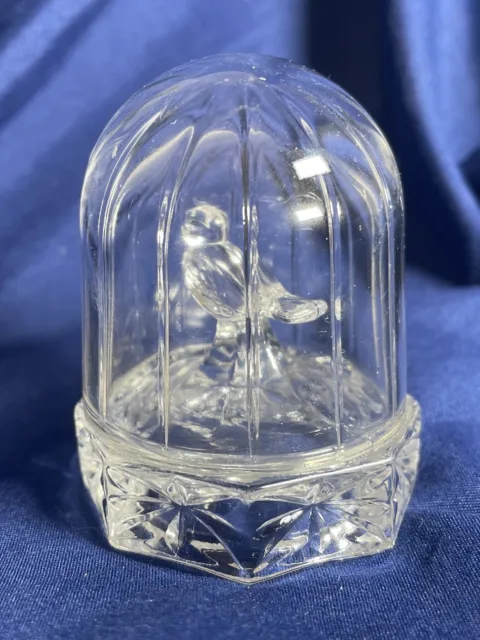 Vintage Hofbauer Byrdes Crystal Bird in Birdcage Glass Figurine Paperweight Smal