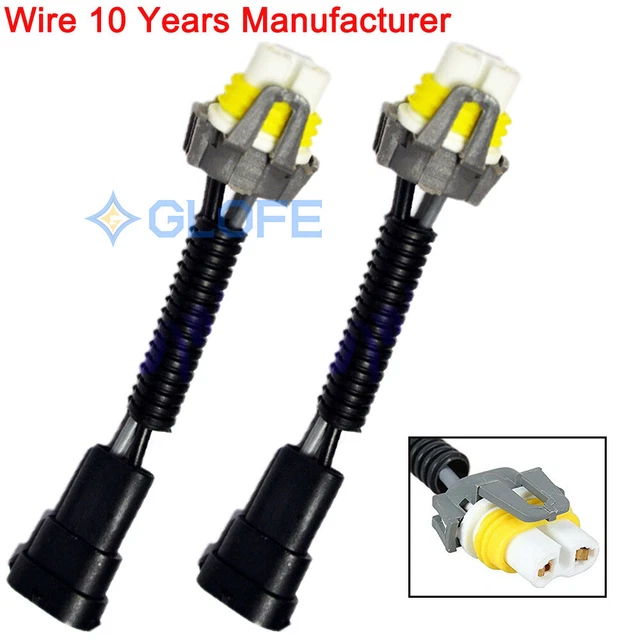 GLOFE Wiring Extension S H11 2X Harness Head Light Bulbs Low Beam Socket Plug