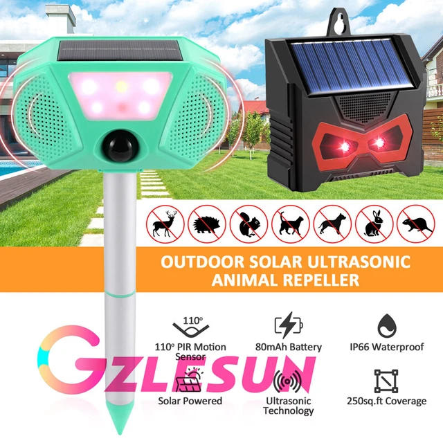 Solar Animal Repeller with Flashing Light Squirrel Bird Cat Rabbit Repellent
