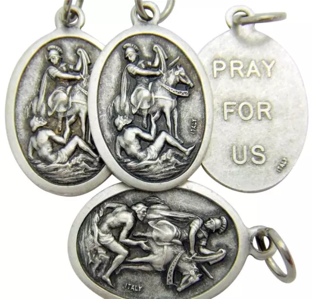 MRT Lot of 4 St Martin Of Tours Saint Holy Medal Silver Tone Gift 3/4" Italy