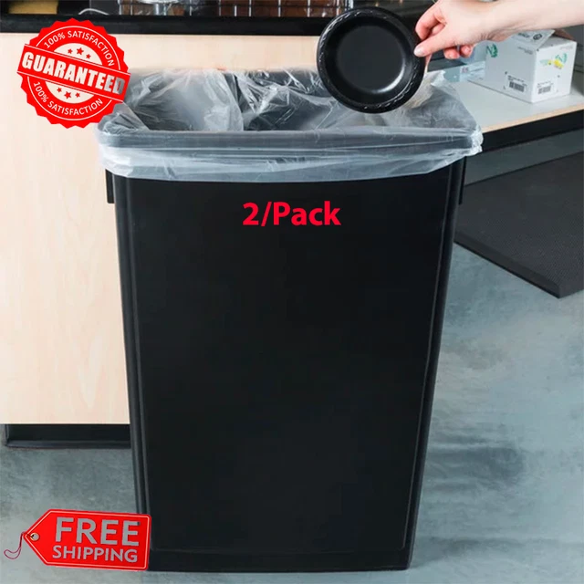 (2/Pack) 23 Gallon Heavy-Duty Black Slim Restaurant Kitchen Garbage Trash Can