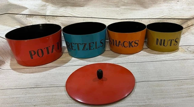 Vntg Mid Century Snack, Pretzel & Tidbit Glass Twine Rope